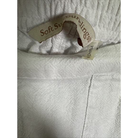 Soft Surroundings‎ Pants Womens M White Wide Leg Pull-On Casual Beach Preppy - Picture 4 of 8